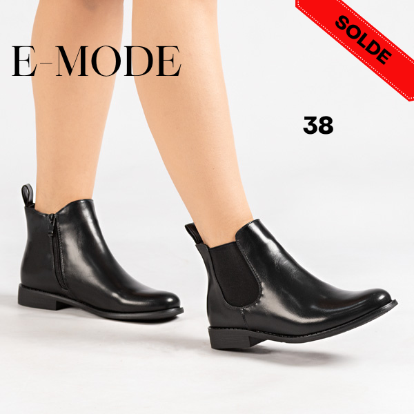 Bottines - Simili cuir - Noir - REF-0795