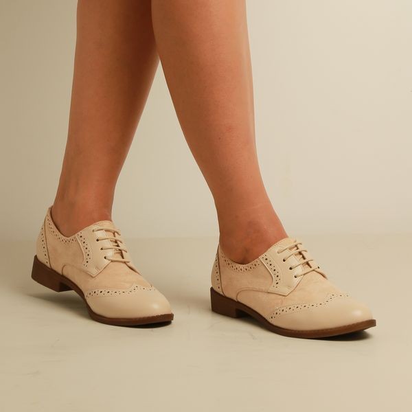 Derbies-Daim/simili cuir-Beige-REF-0655