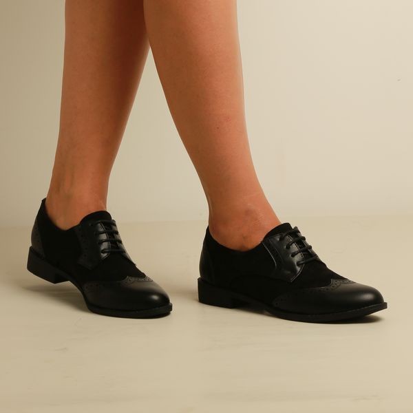 Derbies-Daim/simili cuir-Noir-REF-0656